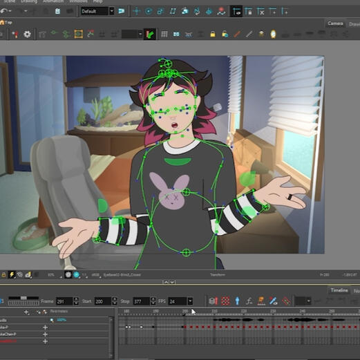 Love And/Or Cake progress shot This is a screenshot of some 2D rig control in Toon Boom Harmony. This comes from my honours thesis film Love And/Or Cake.
